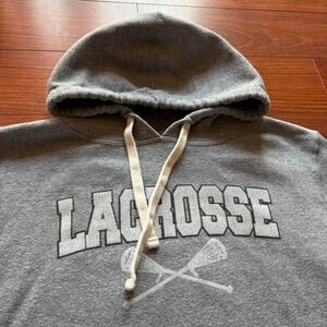 Baggy Grey Lacrosse Hoodie w/ Cool Washed Logo Men's XXL